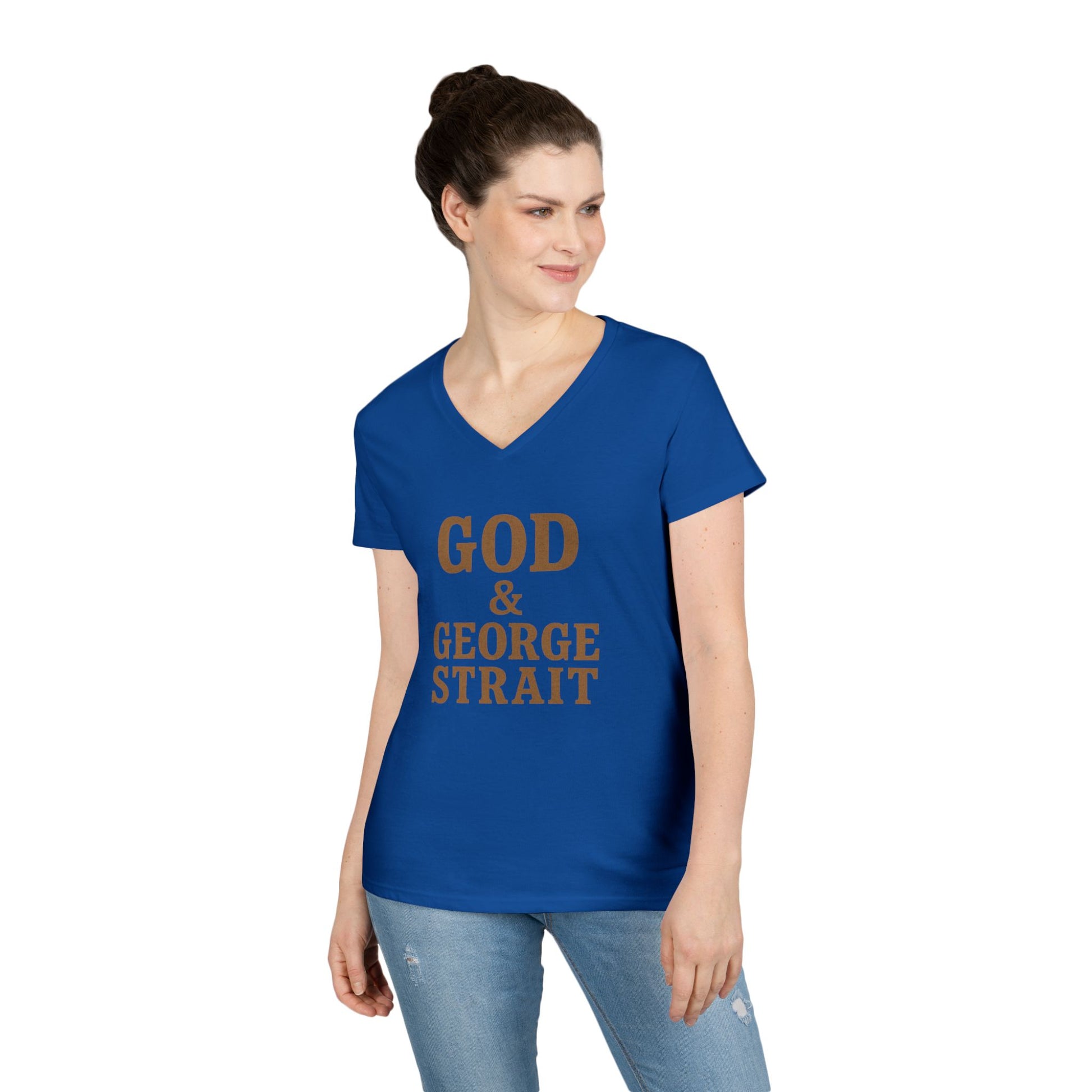 God & George Strait - Ladies' V-Neck T-Shirt