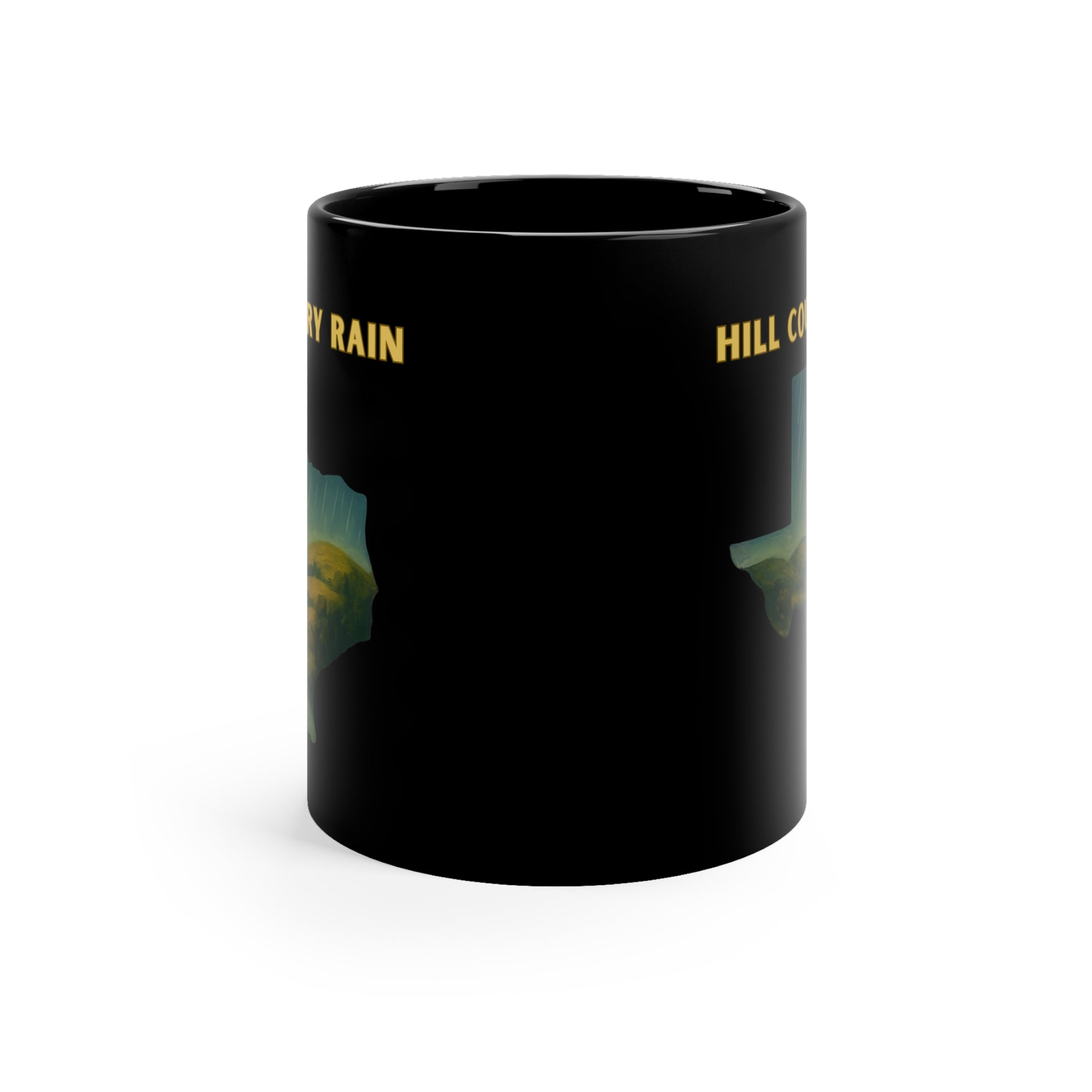 Hill Country Rain - Black Coffee Mug, 11oz
