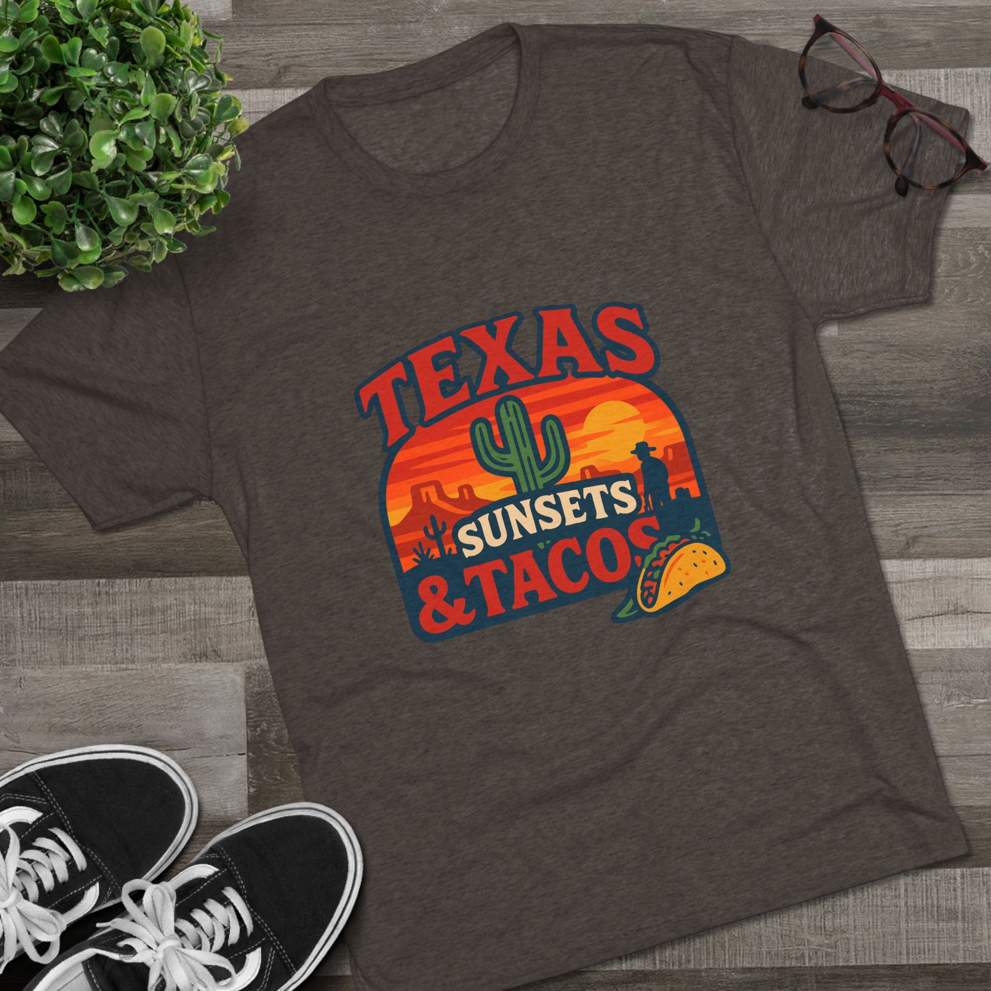 Texas Sunsets and Tacos - Tri-Blend Crew Tee