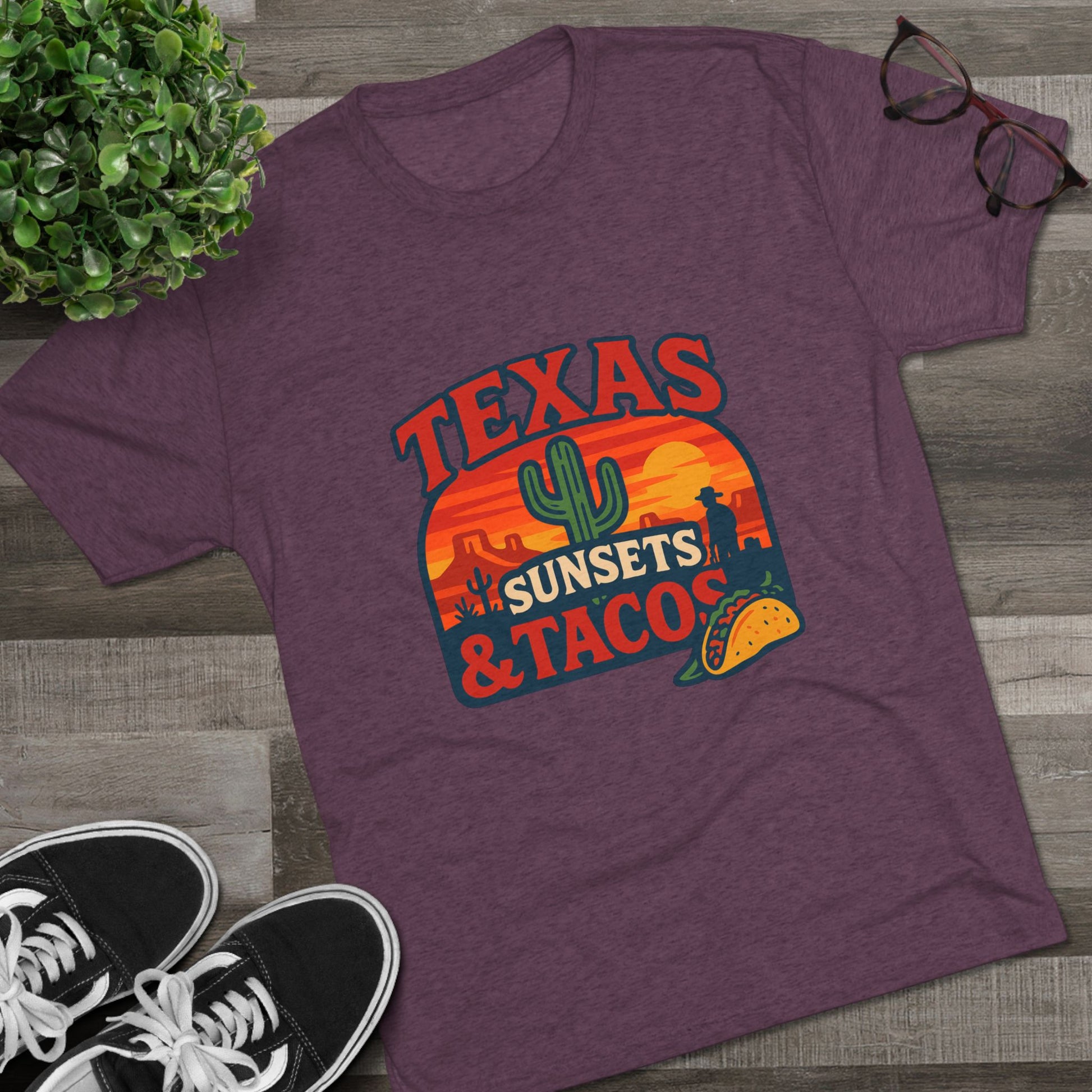 Texas Sunsets and Tacos - Tri-Blend Crew Tee
