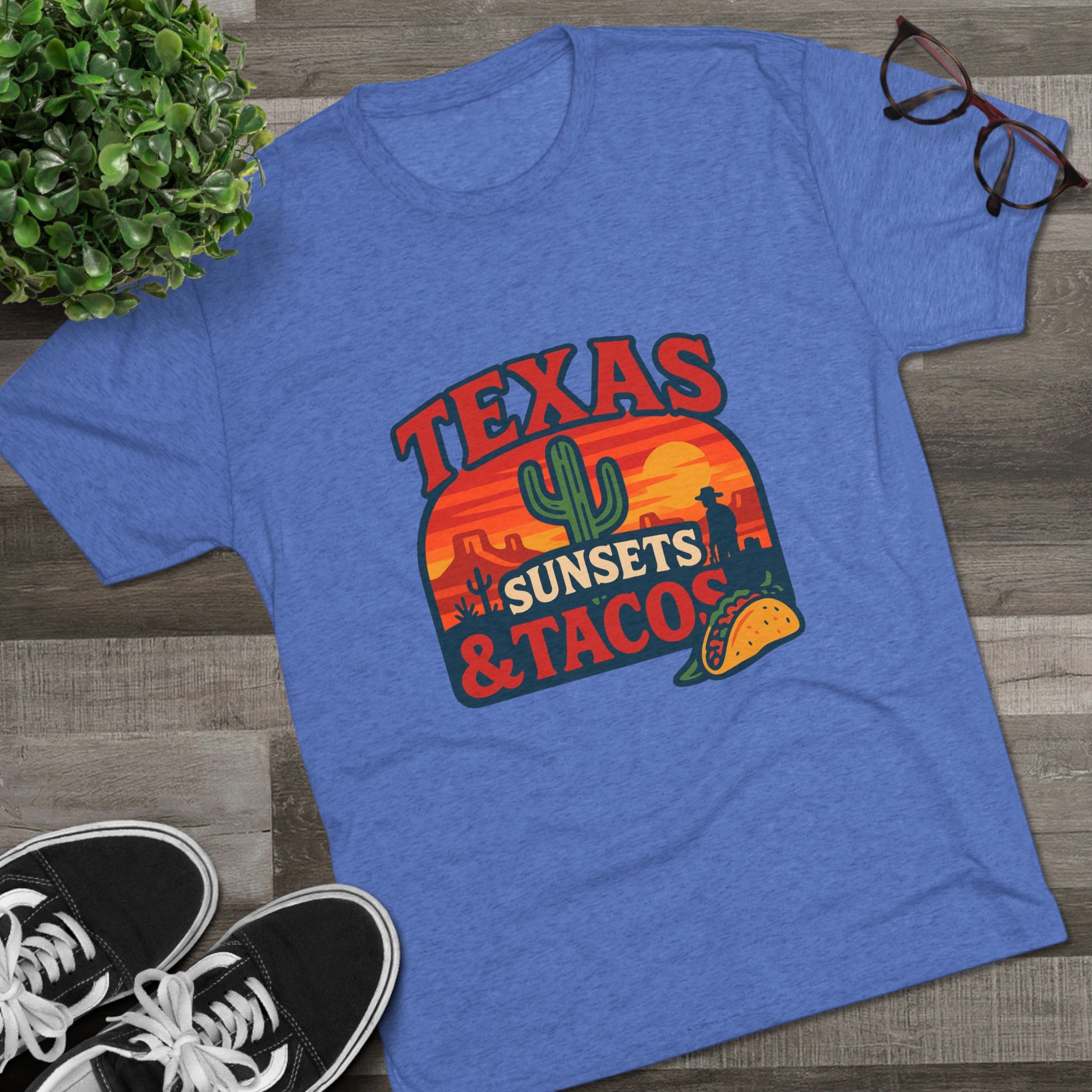 Texas Sunsets and Tacos - Tri-Blend Crew Tee