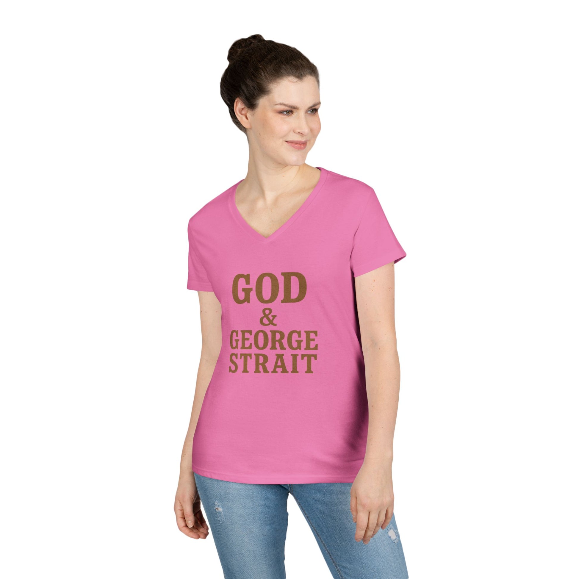 God & George Strait - Ladies' V-Neck T-Shirt
