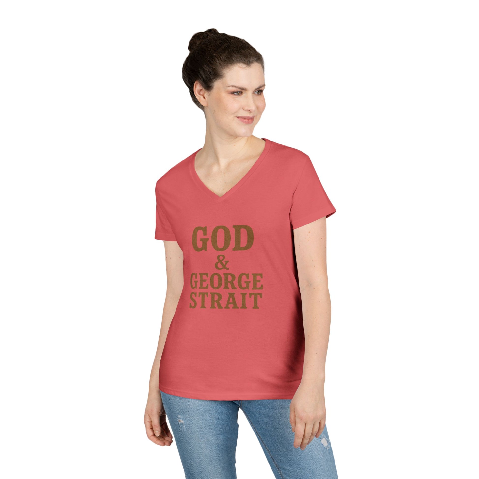 God & George Strait - Ladies' V-Neck T-Shirt