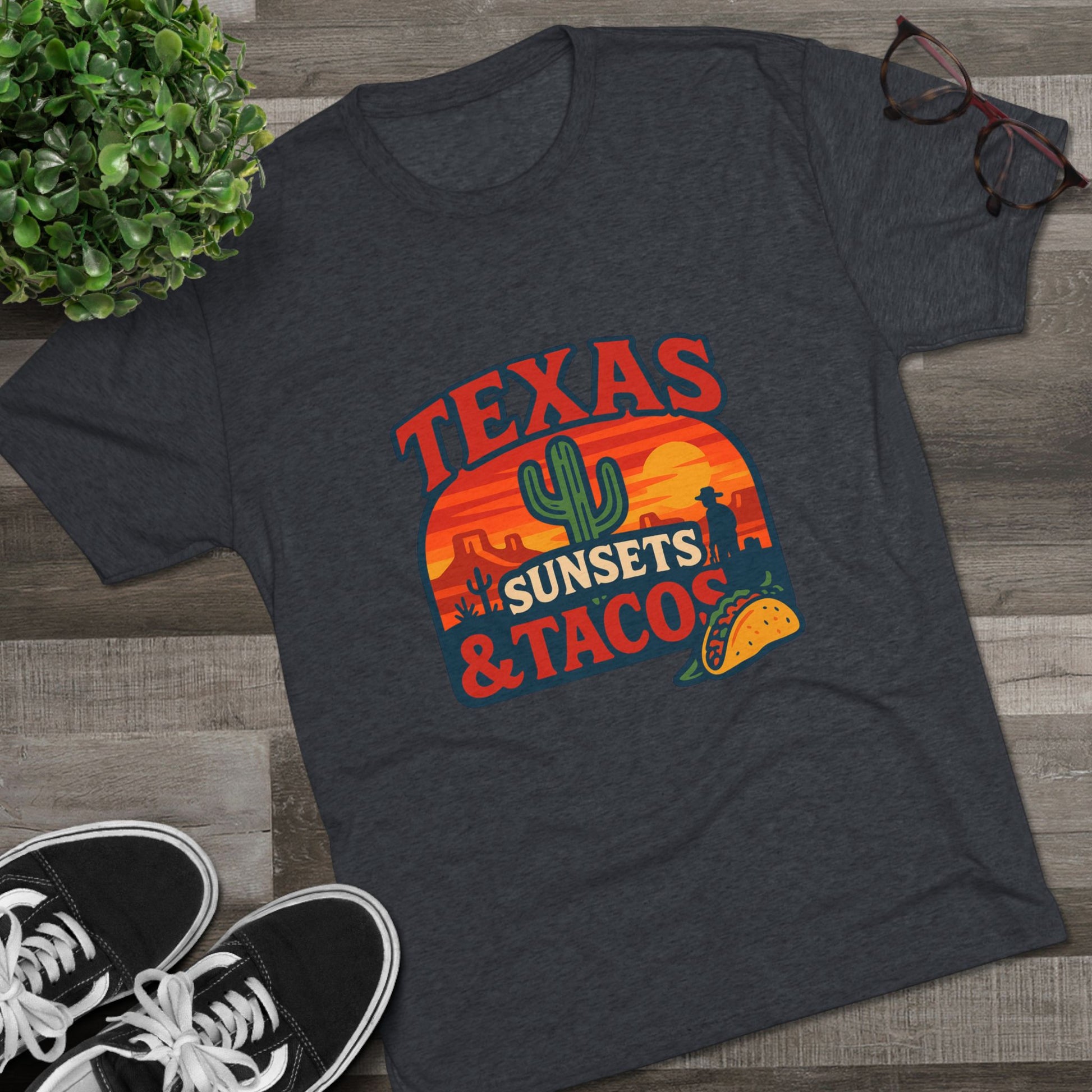 Texas Sunsets and Tacos - Tri-Blend Crew Tee