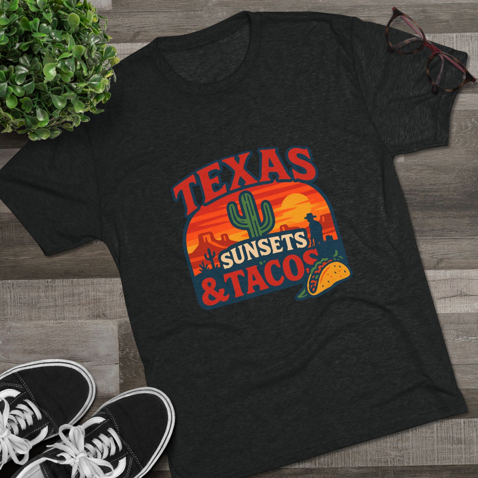 Texas Sunsets and Tacos - Tri-Blend Crew Tee
