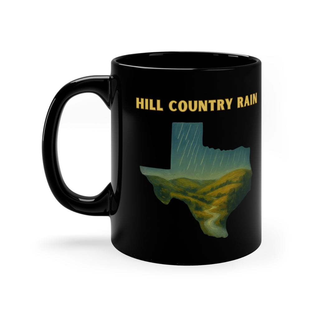Hill Country Rain - Black Coffee Mug, 11oz
