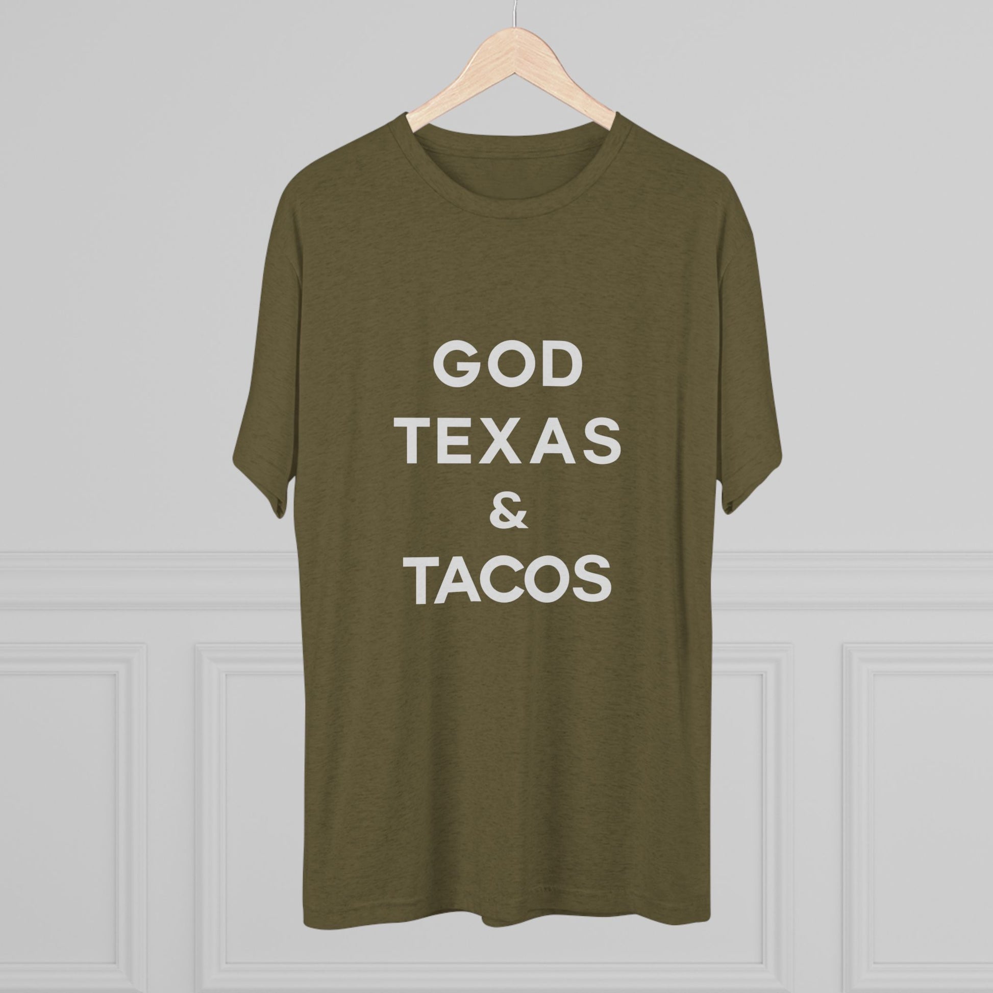 God, Texas & Tacos - Tri-Blend Crew Tee Shirt