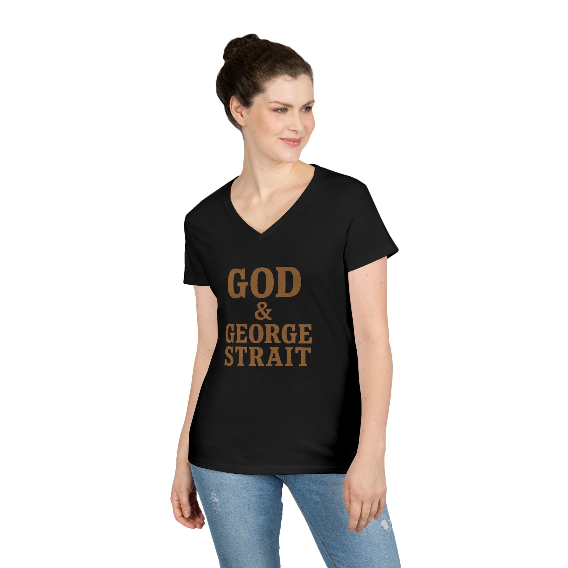 God & George Strait - Ladies' V-Neck T-Shirt