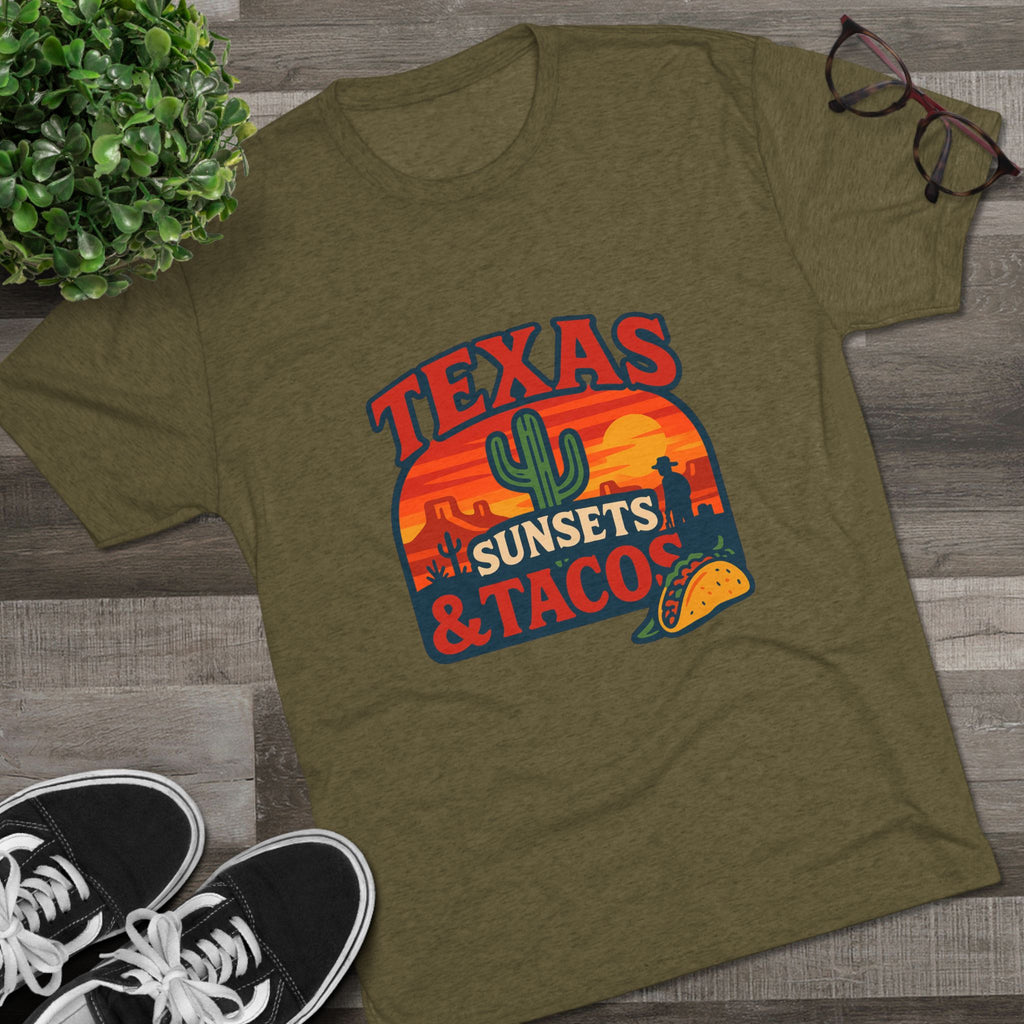 Texas Sunsets and Tacos - Tri-Blend Crew Tee