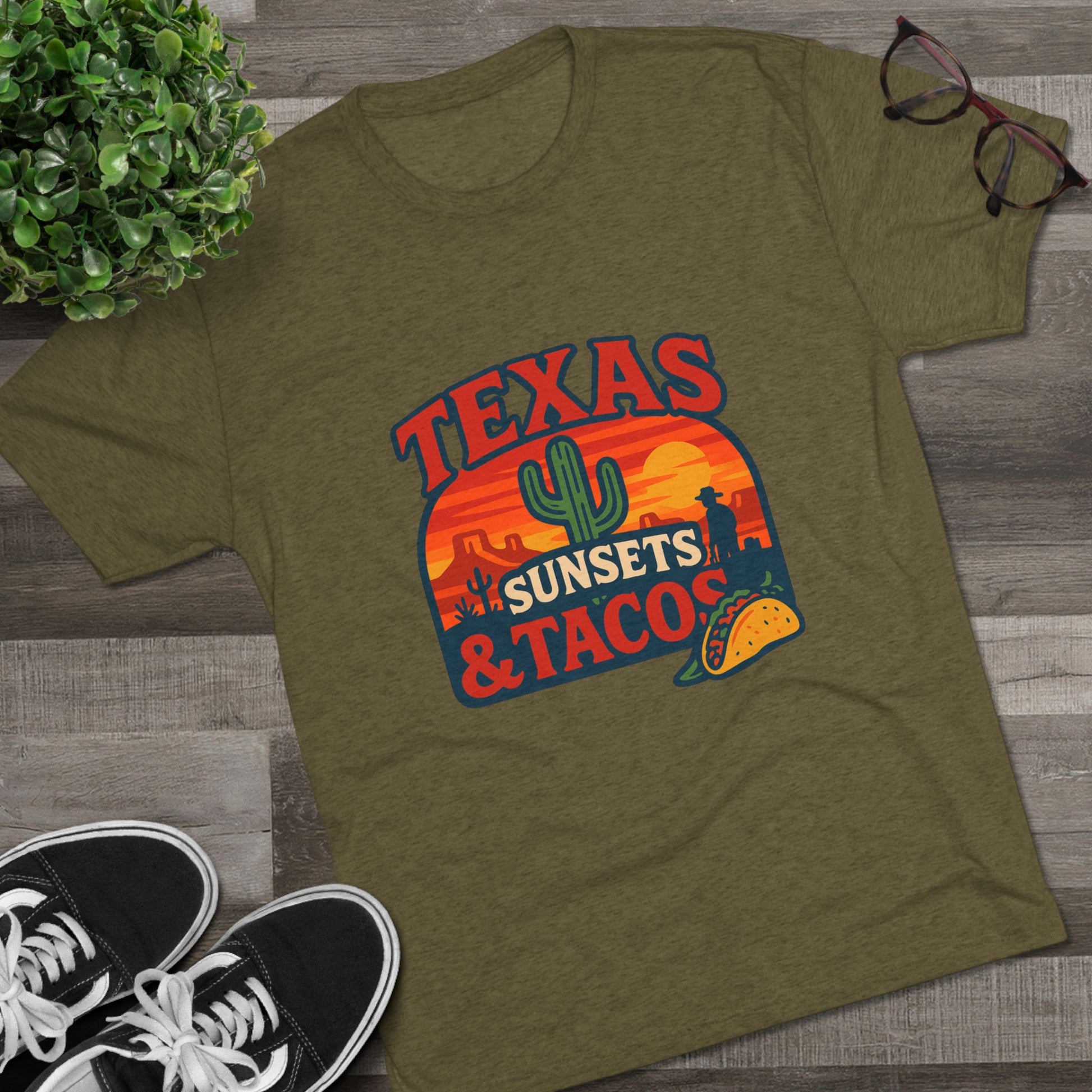 Texas Sunsets and Tacos - Tri-Blend Crew Tee